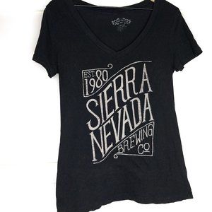 Sierra Nevada Brewing Co TShirt T-shirt Tee V Neck Large 100% Cotton Black